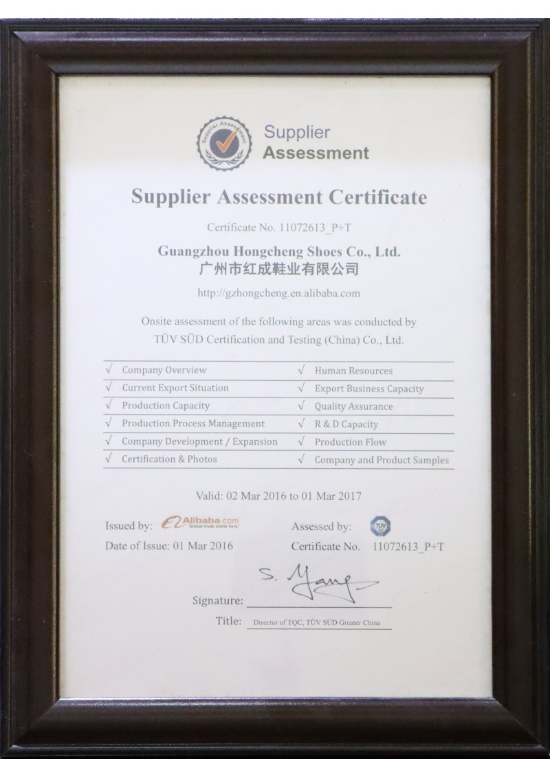 Alibaba Supplier Assessment Certificate